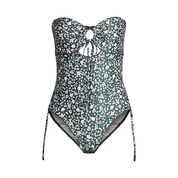 Peony Ruched One Piece in Petit Fleur Green - Picture 6 of 10